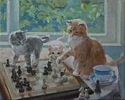 "Игра в шахматы." 2021; х.,м.; 40х50