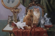 "Коты  и  зеркало".  50Х70;  х., м.;  60х80