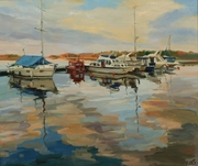 "Яхты на озере Маларен." 2009; х.,м.; 60х70
